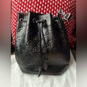 Glamaholic medium Black Embossed Bucket Bag